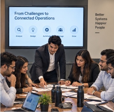 Collaborative operational diagnostics and live ERP dashboard review with operations directors